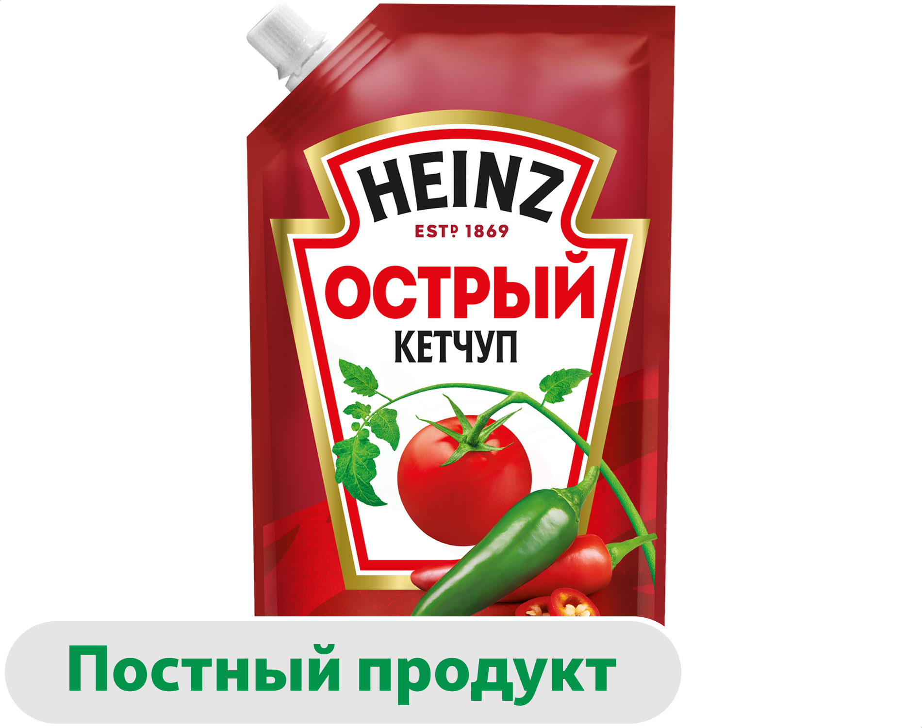 Изображение товара Томатный кетчуп Heinz Острый 320 г - натуральный соус с специями для мяса, гарниров и блюд
