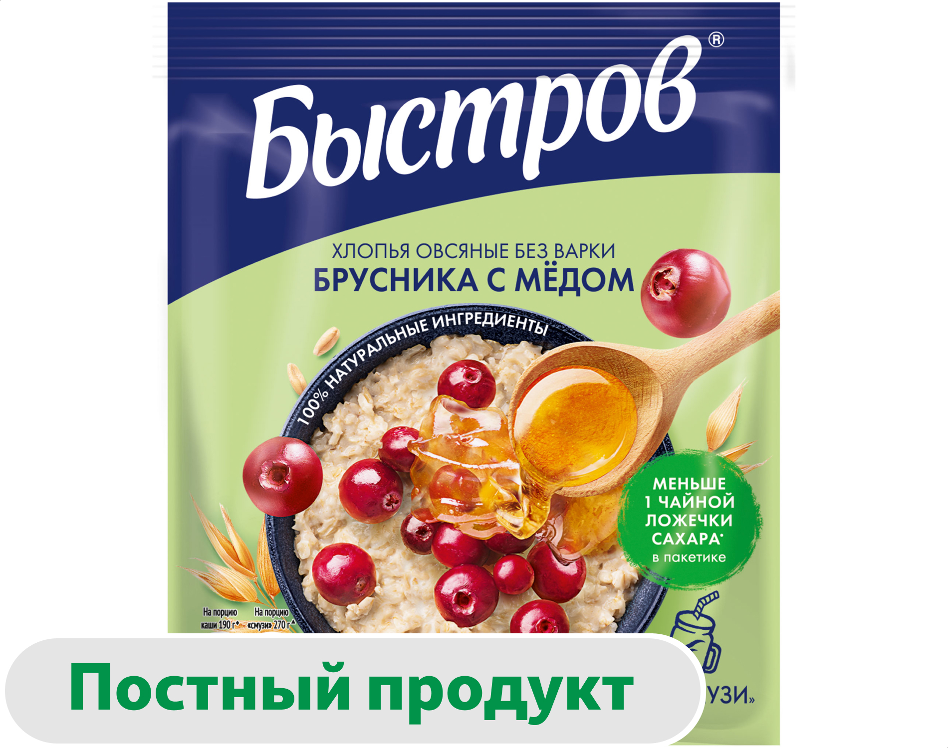

Каша овсяная Быстров брусника с медом, 40 г