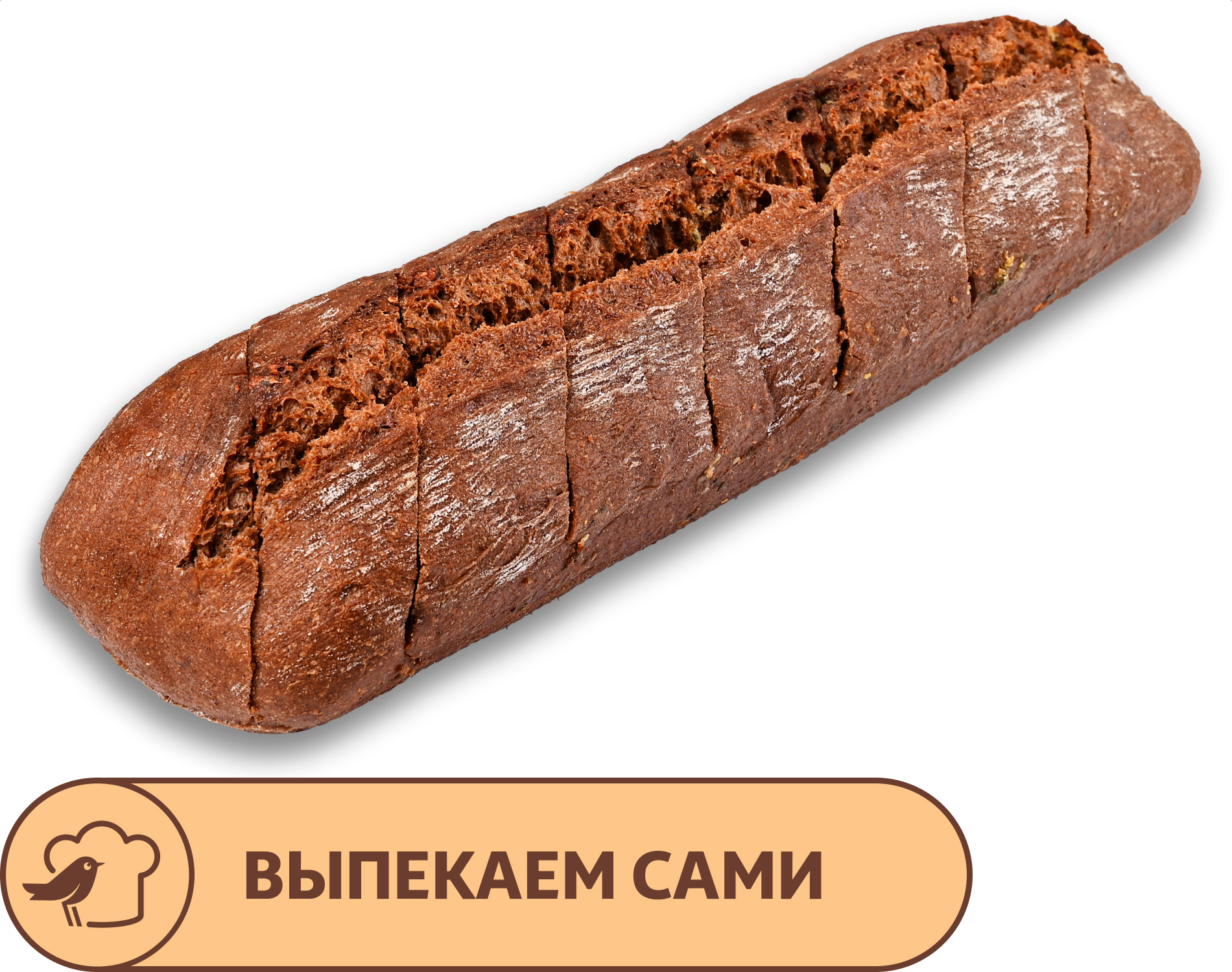 Изображение товара Ржаной багет с чесноком АШАН 185 г хрустящий ароматный хлеб