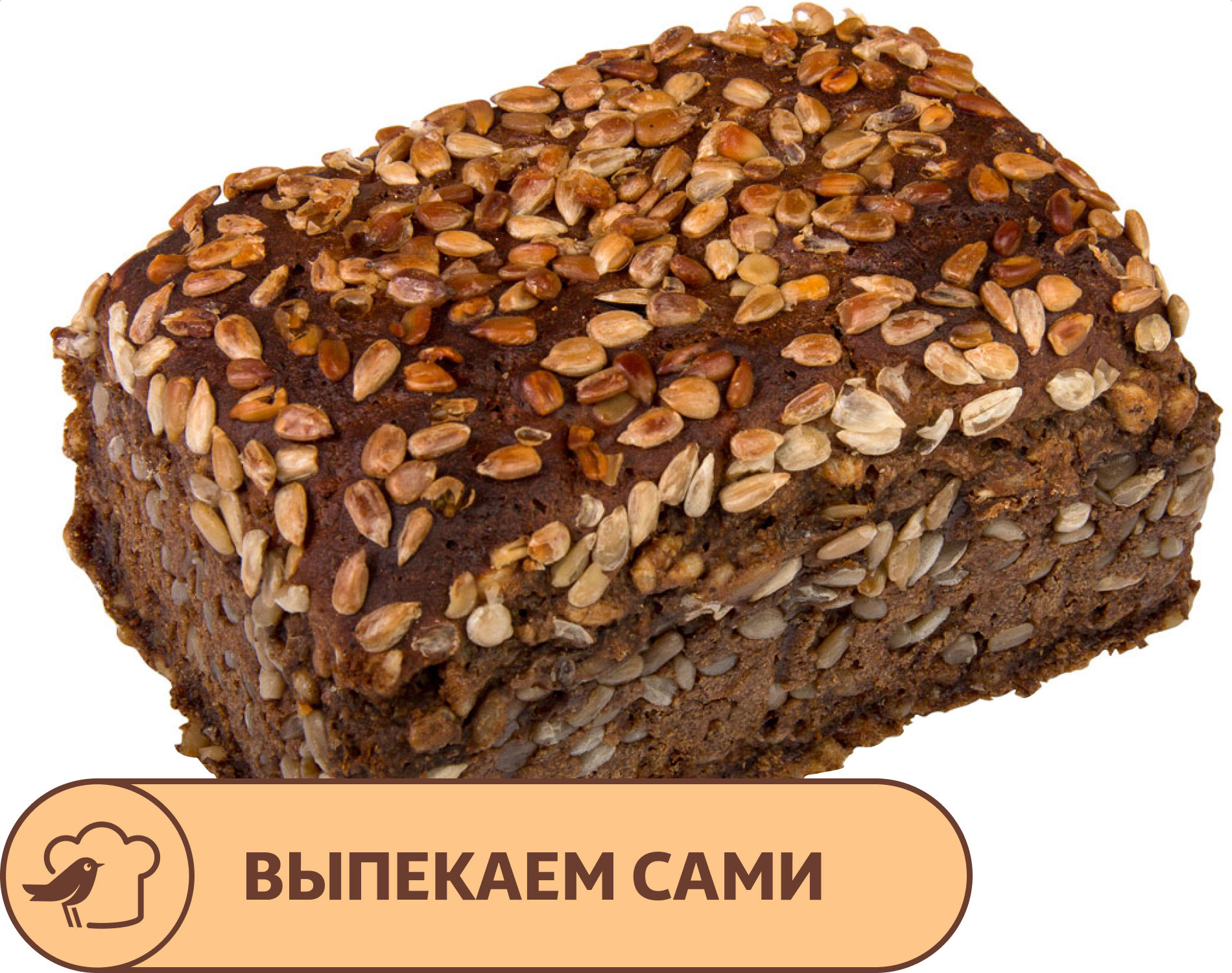 Изображение товара Хлеб АШАН Маг с семечками, 400 г - ржано-пшеничный заварной хлеб