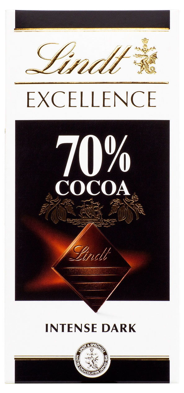 Изображение товара Тонкий горький шоколад Lindt 70% 100 г для ценителей насыщенного вкуса