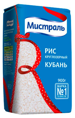 Изображение товара Круглозерный рис Мистраль Кубань 900 г - отборный российский рис для каш и гарниров