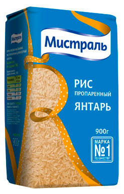 Изображение товара Рис пропаренный Мистраль Янтарь длиннозерный 900 г