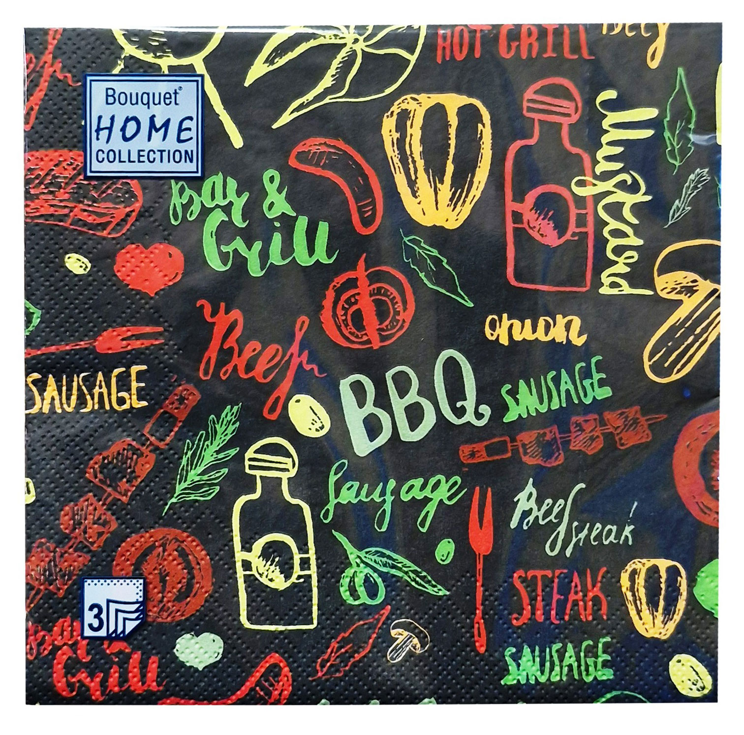 Изображение товара Салфетки бумажные Bouquet BBQ 33х33 см 3 слоя, 20 листов