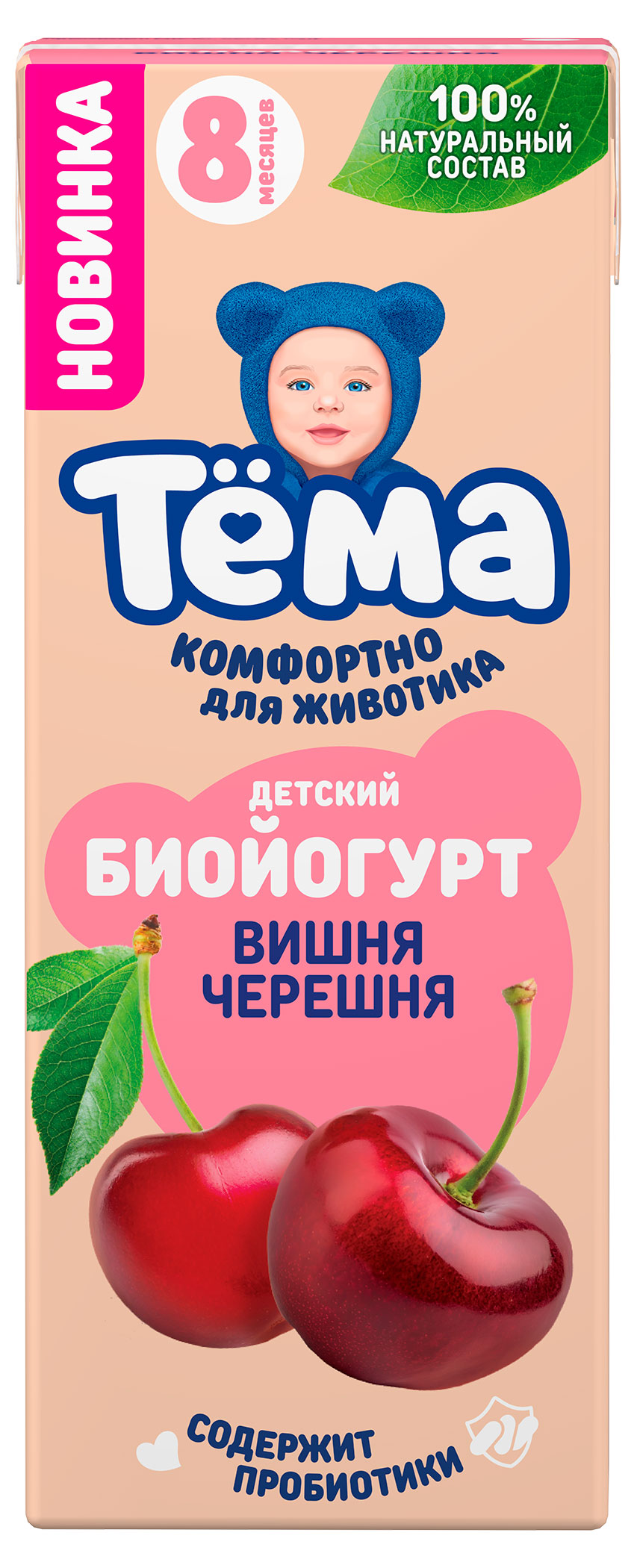 Изображение товара Биойогурт питьевой детский «Тёма» с вишней и черешней с 8 мес. 2,5% БЗМЖ, 210 г
