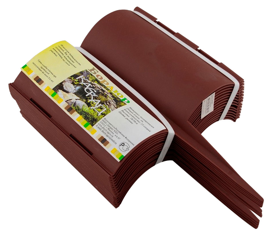 Изображение товара Бордюр садовый Каскад L 3 м Н 18 см 15 секций темно-коричневый, 20х18х7 см