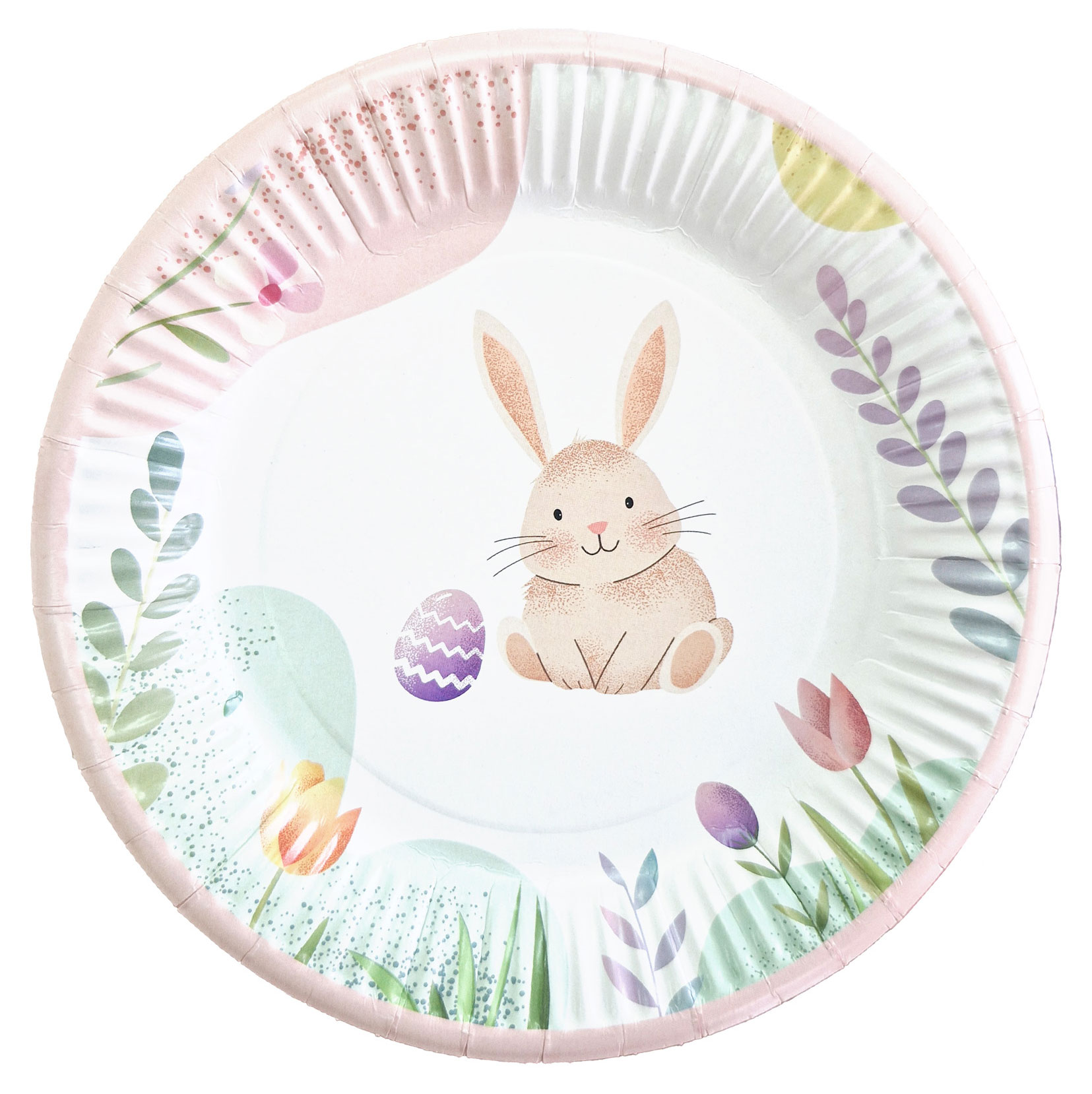 Изображение товара Тарелка одноразовая бумажная кролик пасхальный Пасха 18см, 6 шт
