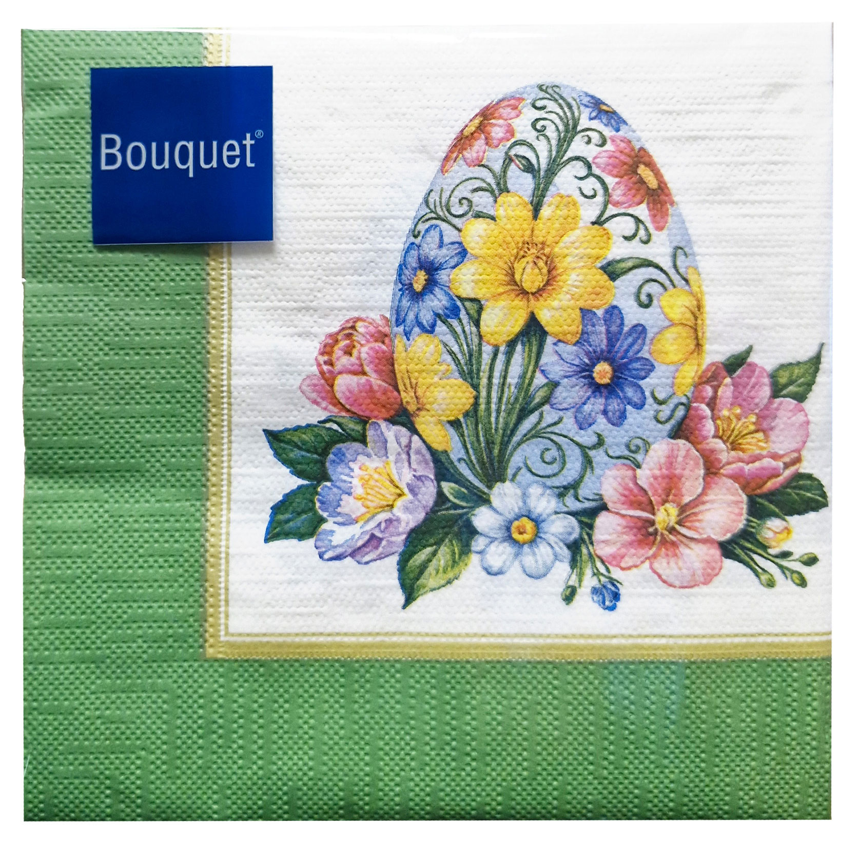 Изображение товара Салфетки одноразовые бумажные Bouquet трехслойные пасхальный сувенир 33х33 см, 20 шт