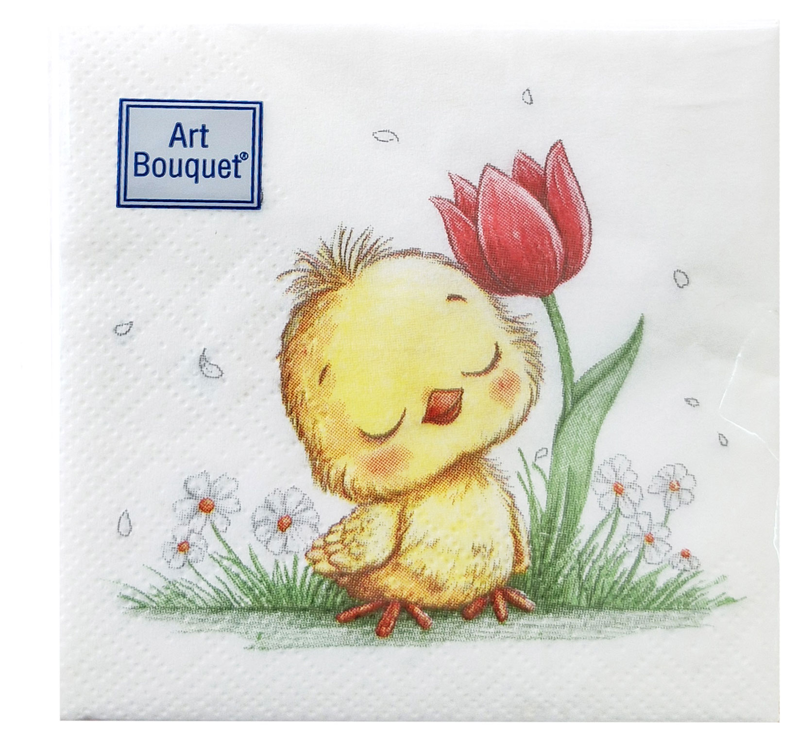 

Салфетки одноразовые бумажные Bouquet двухслойные милый цыпленок 20х20 см, 30 шт