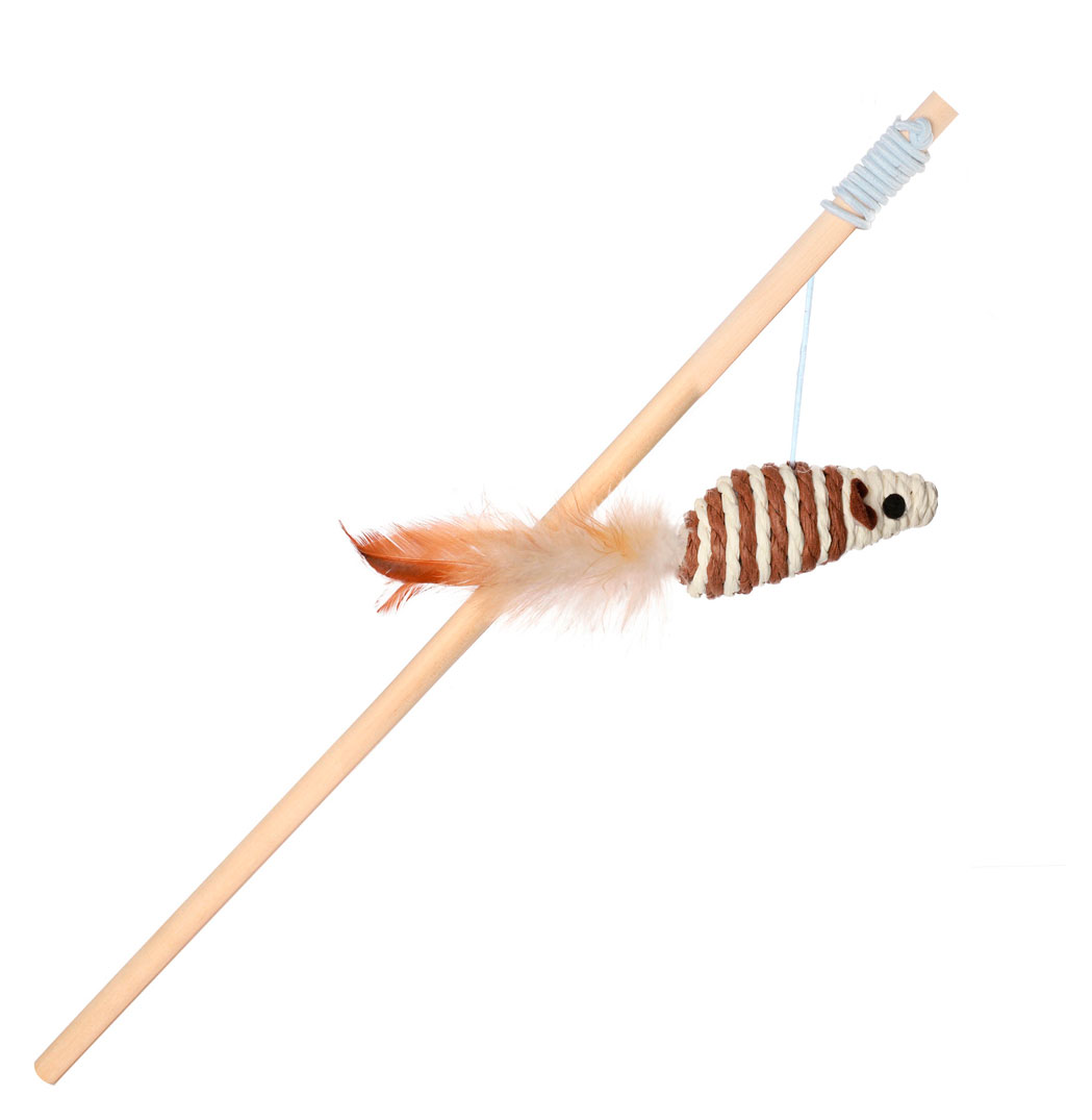 Изображение товара Игрушка-дразнилка для кошек Triol Мышка из сизаля с пером, 40 см