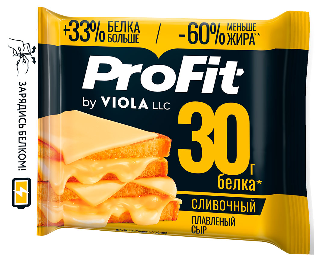 Изображение товара Сыр плавленый сливочный Viola ProFit высокобелковый слайсы 22% БЗМЖ, 140 г