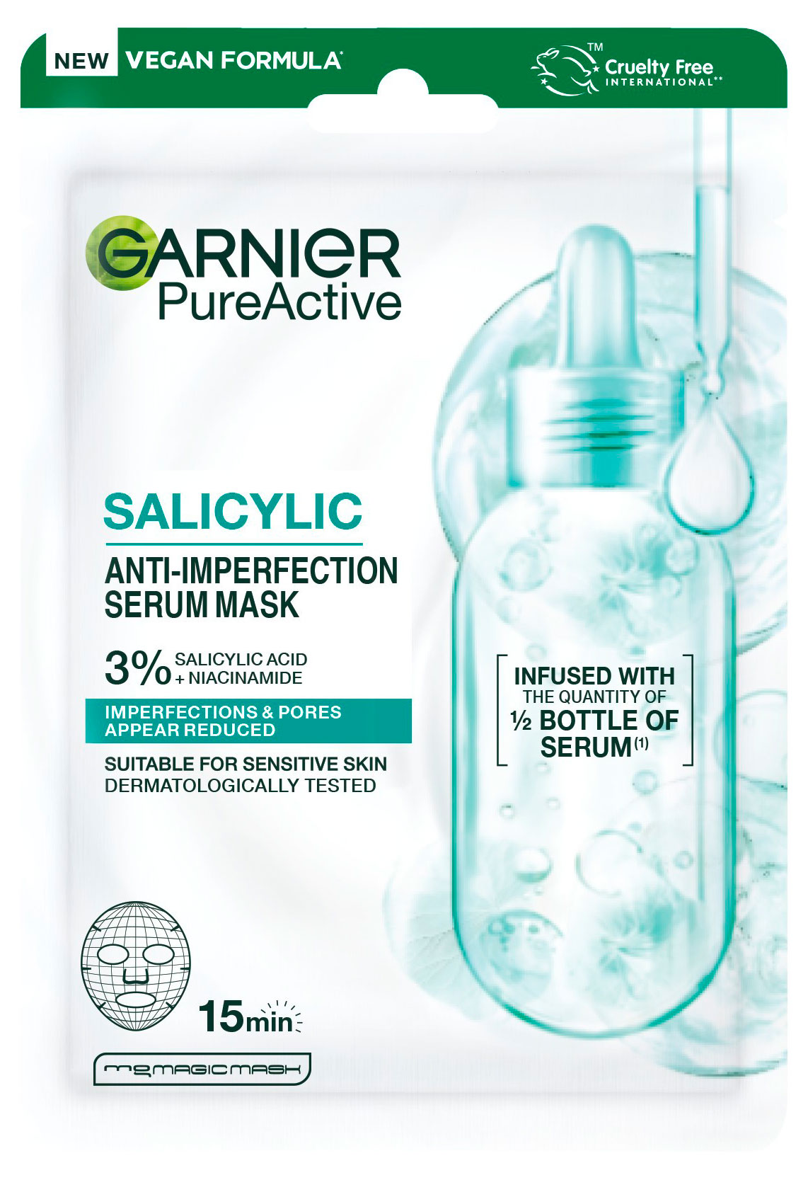 Изображение товара Маска тканевая для лица Garnier Salicylic против несовершенств кожи Китай, 15 мл