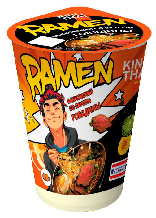 Изображение товара Суп-лапша быстрого приготовления Kingthai Kitchen Рамен Бангкокский со вкусом говядины, 40 г