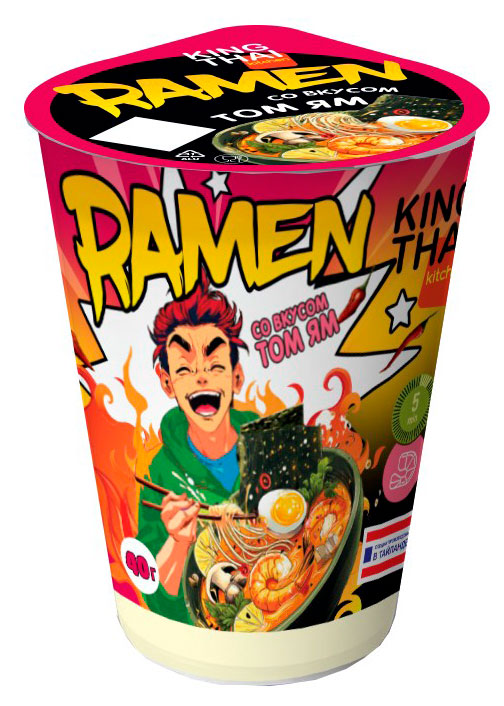 Изображение товара Kingthai Kitchen Рамен Том Ям 40 г — быстрый ароматный суп-лапша