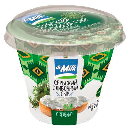 Изображение товара Сыр сливочный творожный с зеленью Dr.Milk Сербия 55% БЗМЖ, 150 г