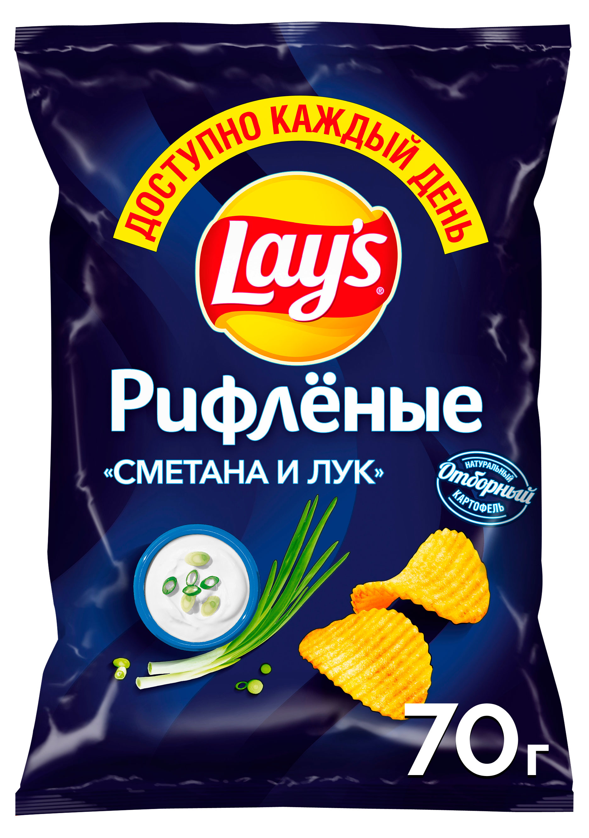 Изображение товара Картофельные чипсы Lay's рифленые сметана и лук 70 г