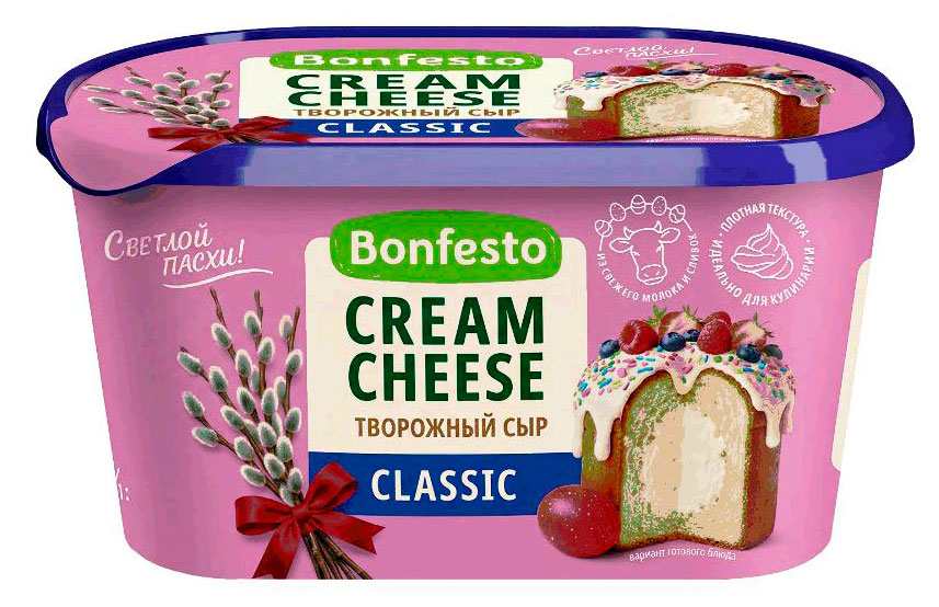 Изображение товара Мягкий сливочный сыр Cream Cheese Classic Bonfesto 70% БЗМЖ 400 г