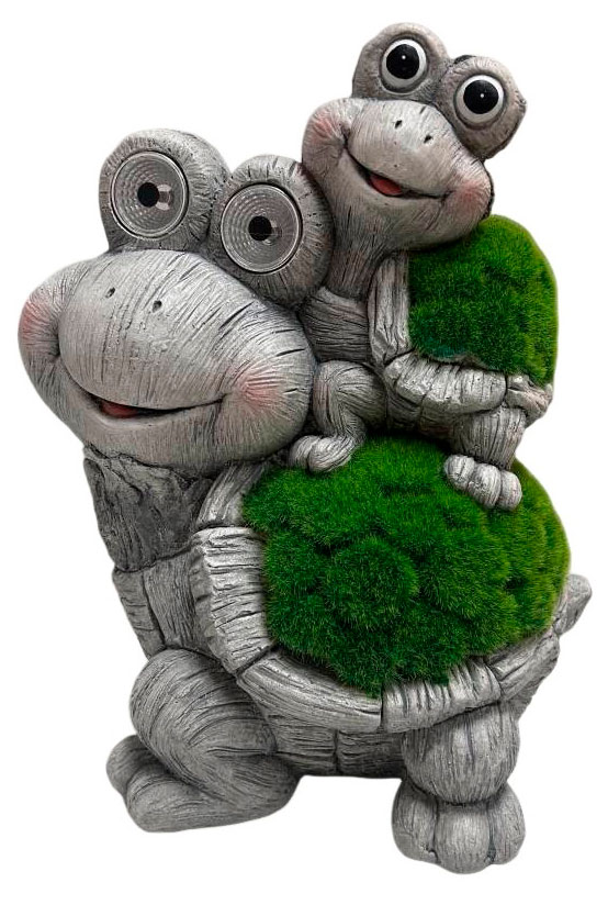 Изображение товара Фигура садовая 2 черепахи на солнечной батарее, 27х20х33 см