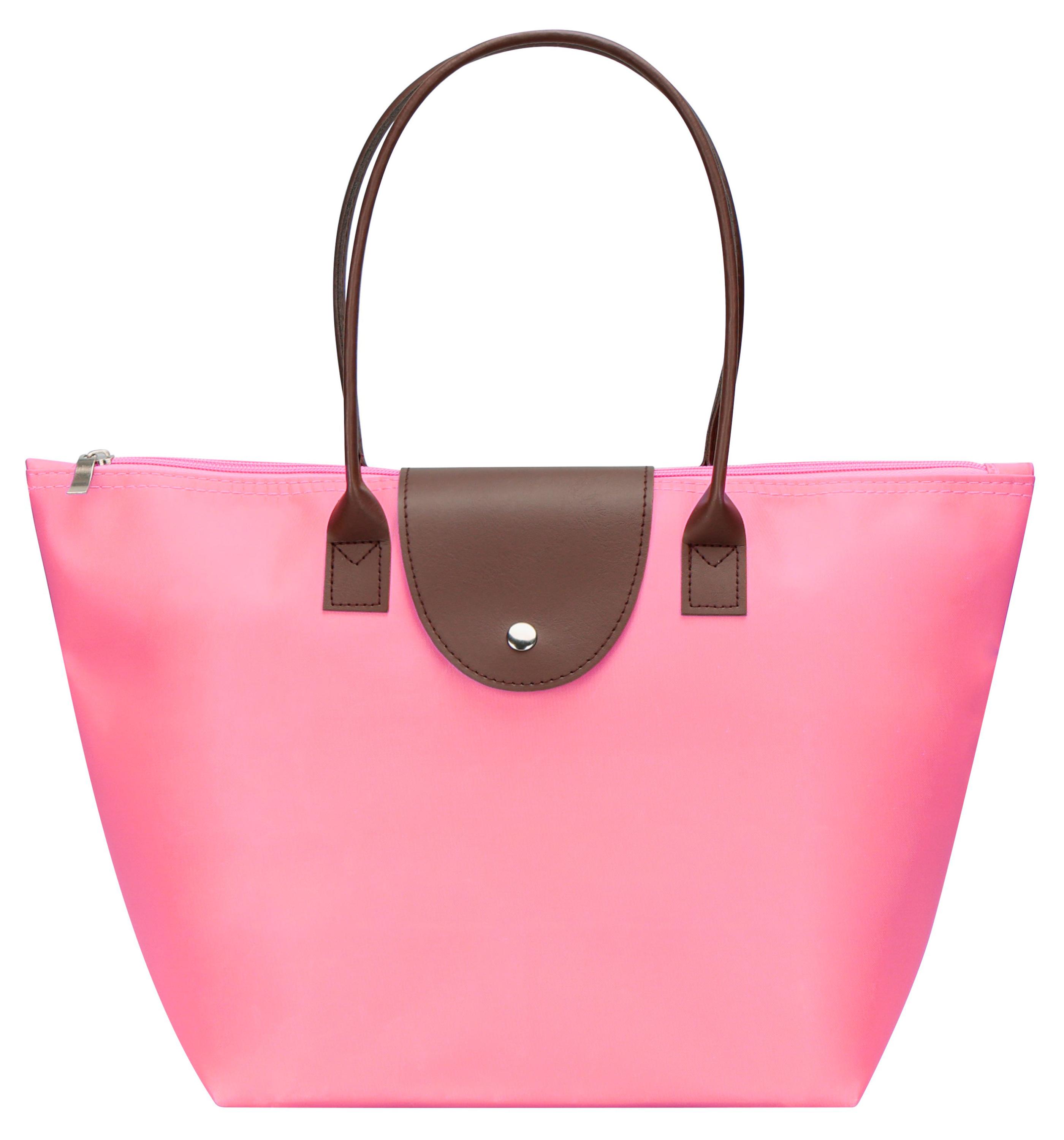 Изображение товара Сумка женская складная розовая — легкая и прочная, 415x315x95 мм