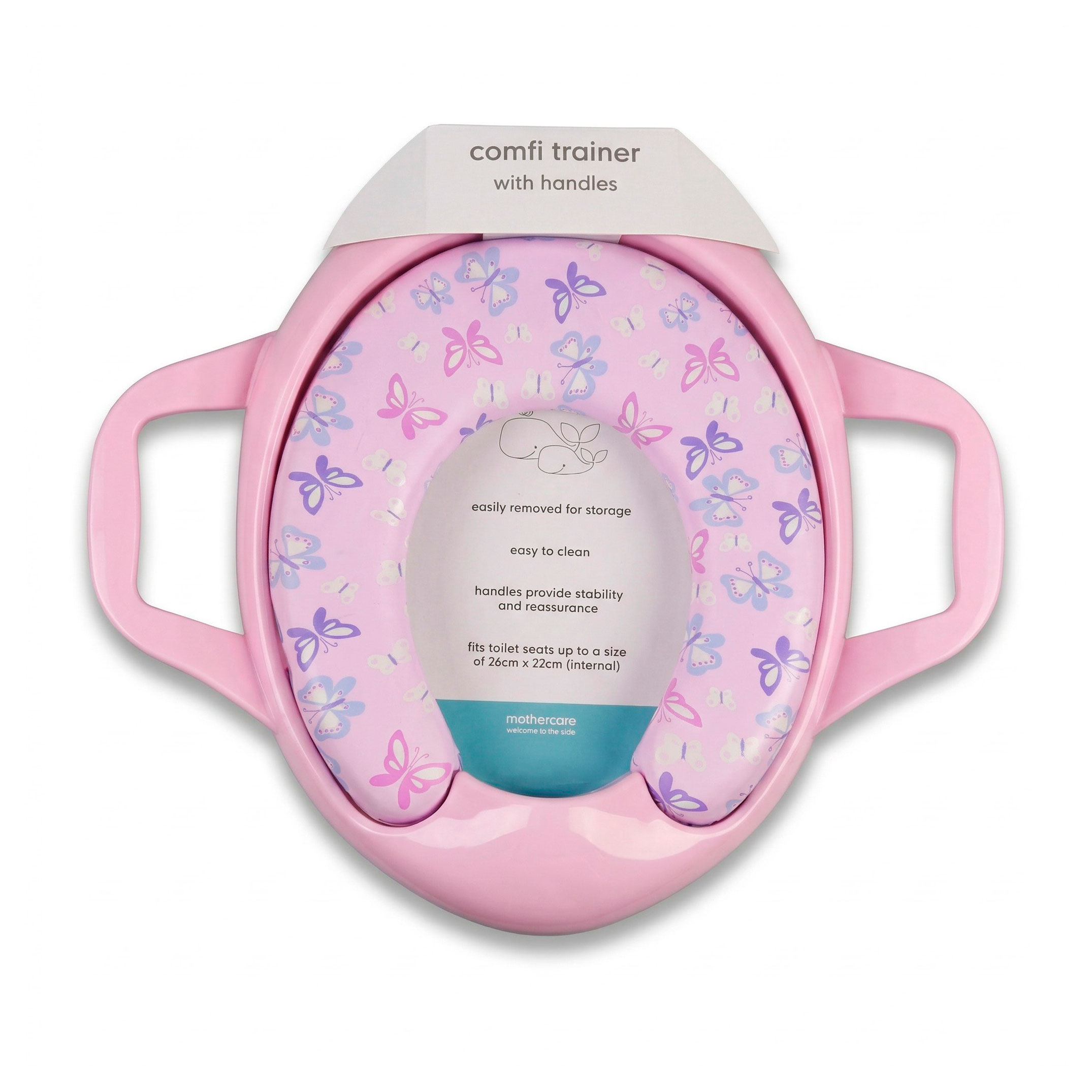 

Сиденье на унитаз тренировочное Mothercare с ручками розовое, 1 шт