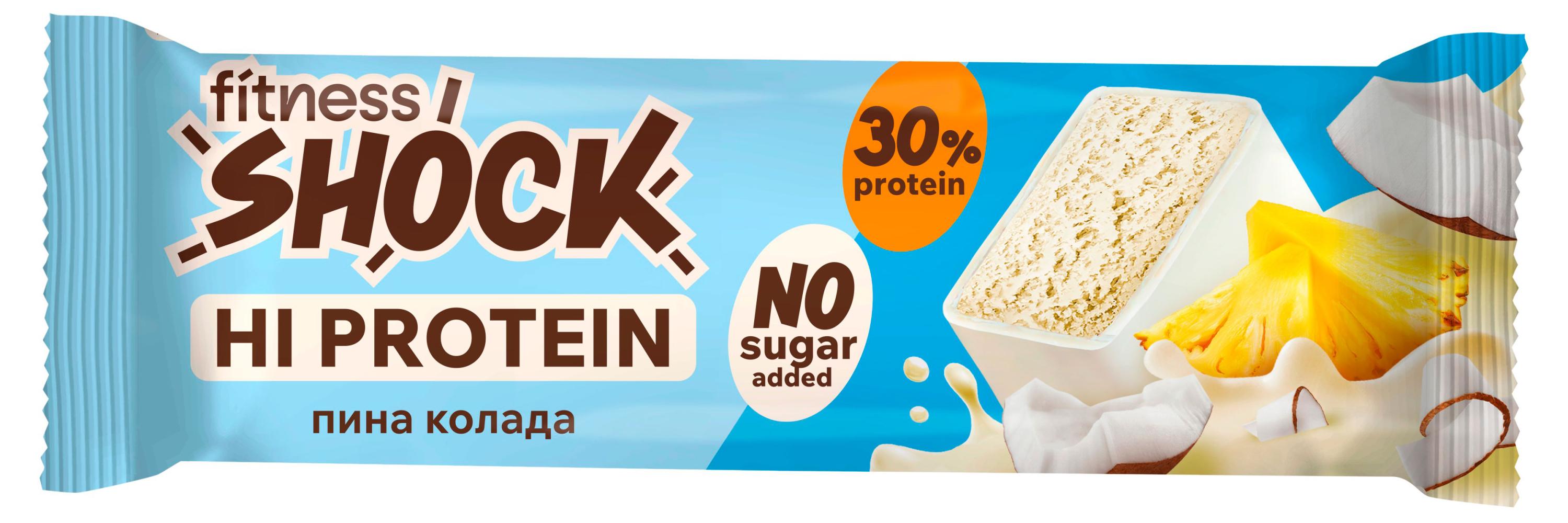 Изображение товара Батончик протеиновый FitnesSHOCK Hi Protein Пина колада, 40 г