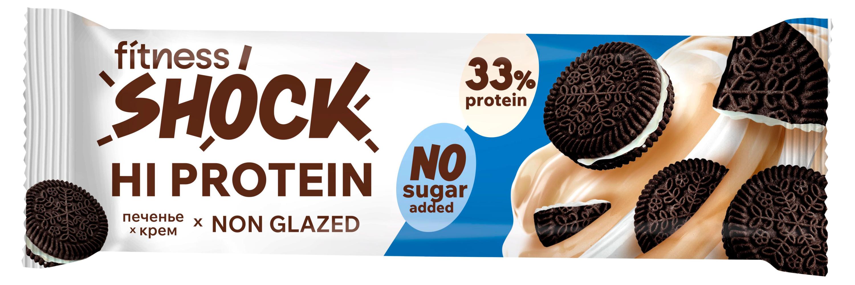 Изображение товара Батончик протеиновый FitnesSHOCK Hi Protein Шоколадное печенье, 60 г