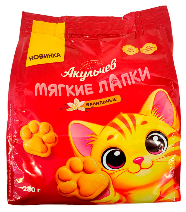 

Пирожное Акульчев Мягкие лапки ванильные, 280 г
