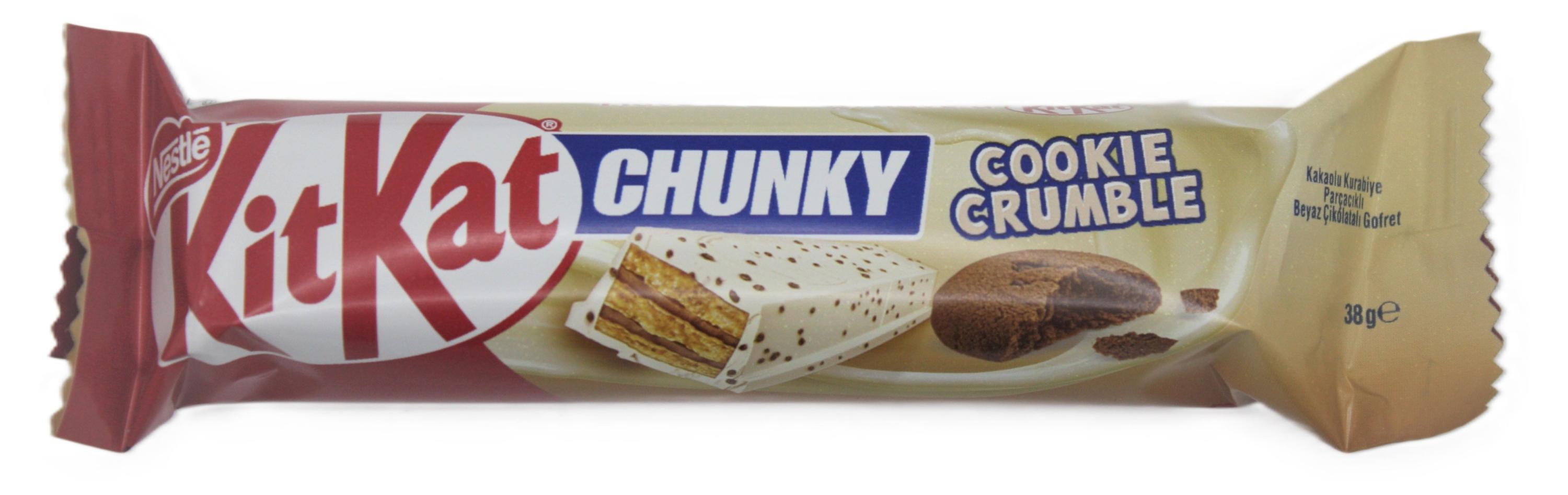 

Батончик шоколадный KitKat Chunky Cookie хрустящая вафля в белом шоколаде с кусочками печенья Турция, 38 г