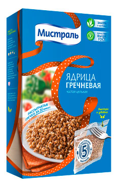 

Крупа гречневая Мистраль ядрица в пакетах для варки, 5х80 г