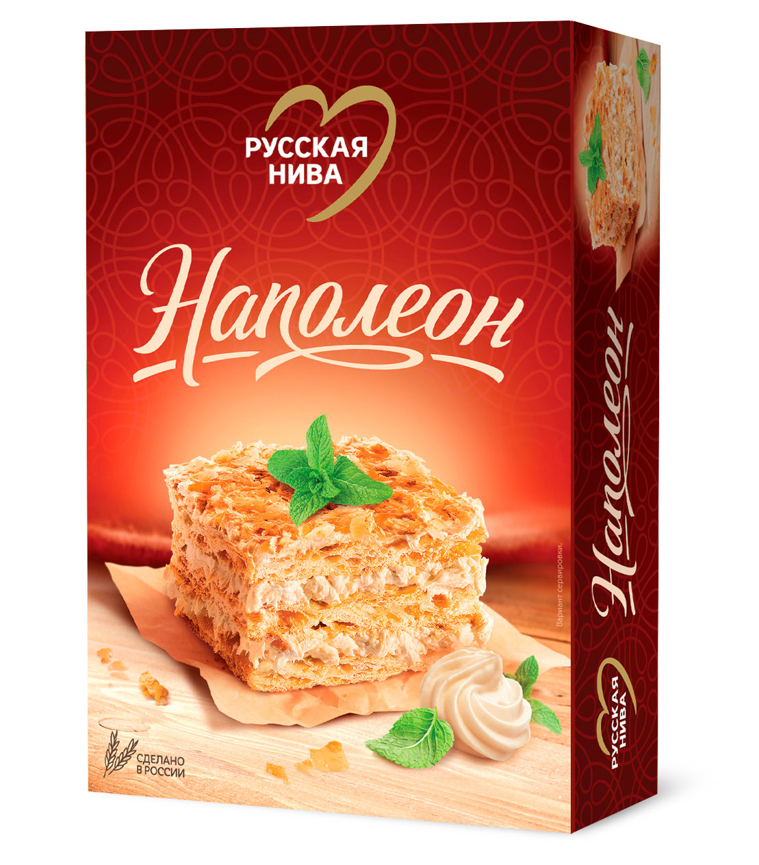 Изображение товара Кондитерские изделия Русская Нива Наполеон 0. 34 кг - слоёный торт с тончайшими коржами и сливочным