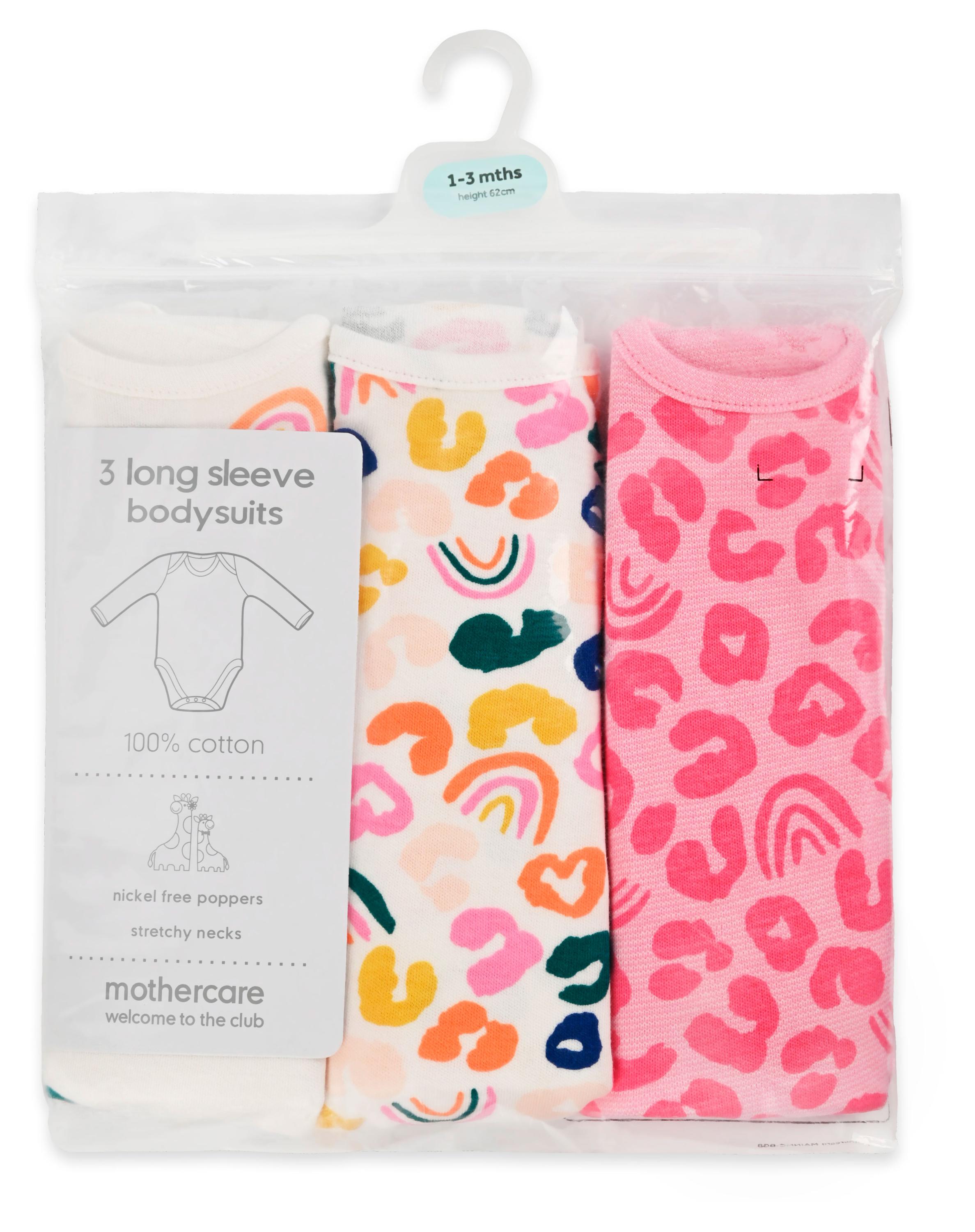 Изображение товара Mothercare Боди для новорождённых с длинным рукавом, 3 шт, р. 56-92