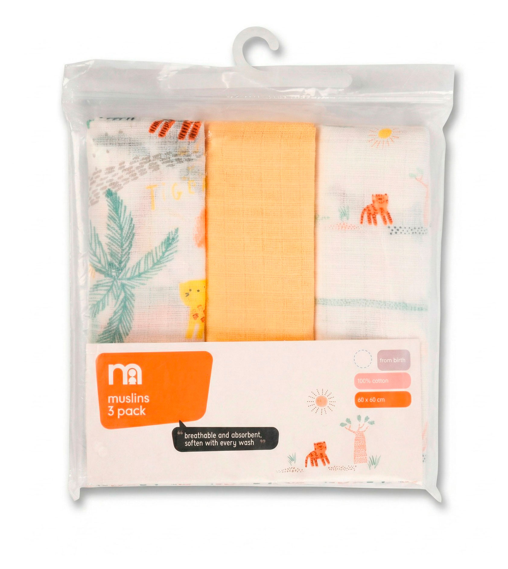 Изображение товара Пеленки муслиновые Mothercare 3 шт, 60x60 см