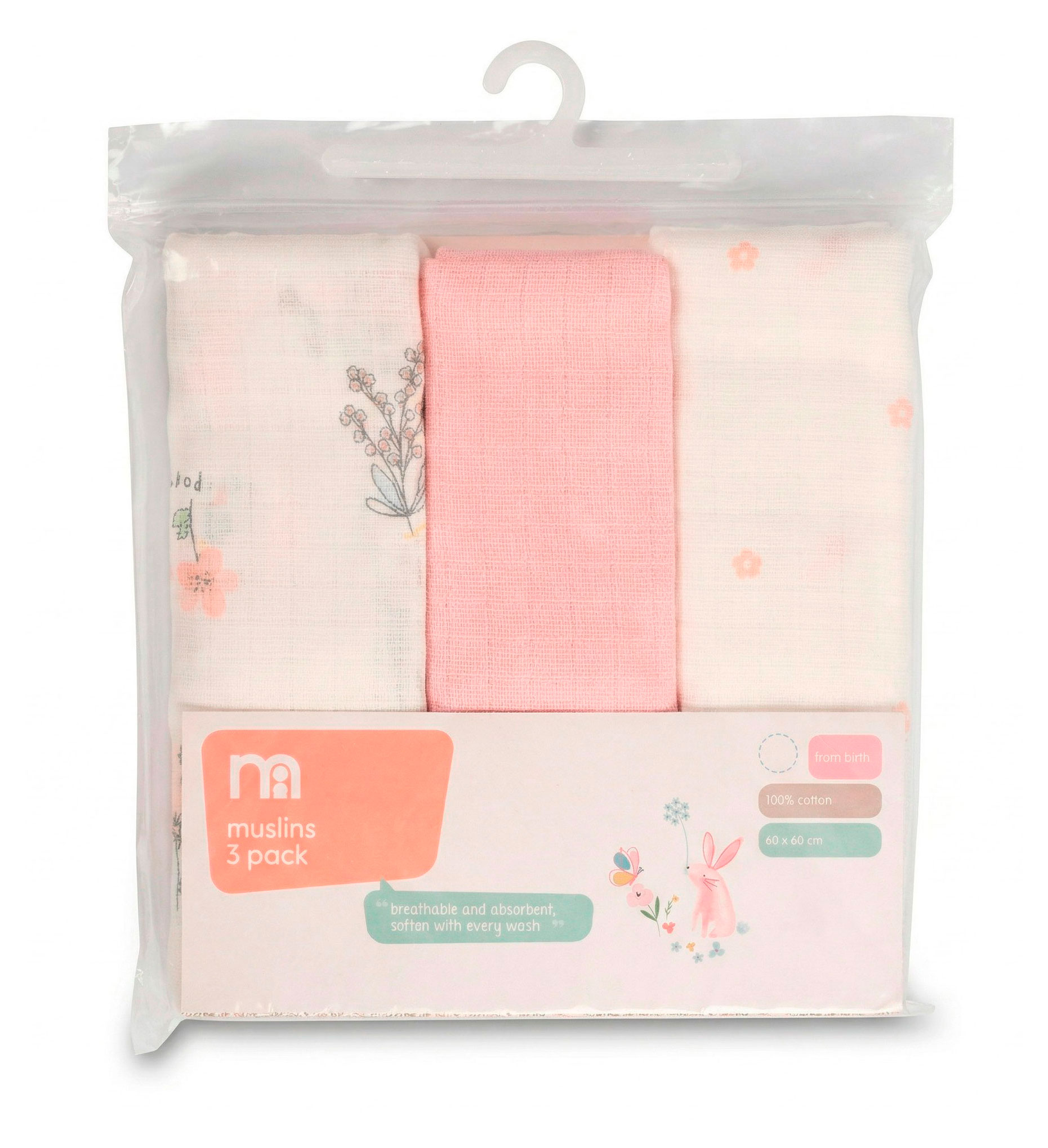 Изображение товара Пеленки муслиновые Mothercare 3 шт, 60x60 см