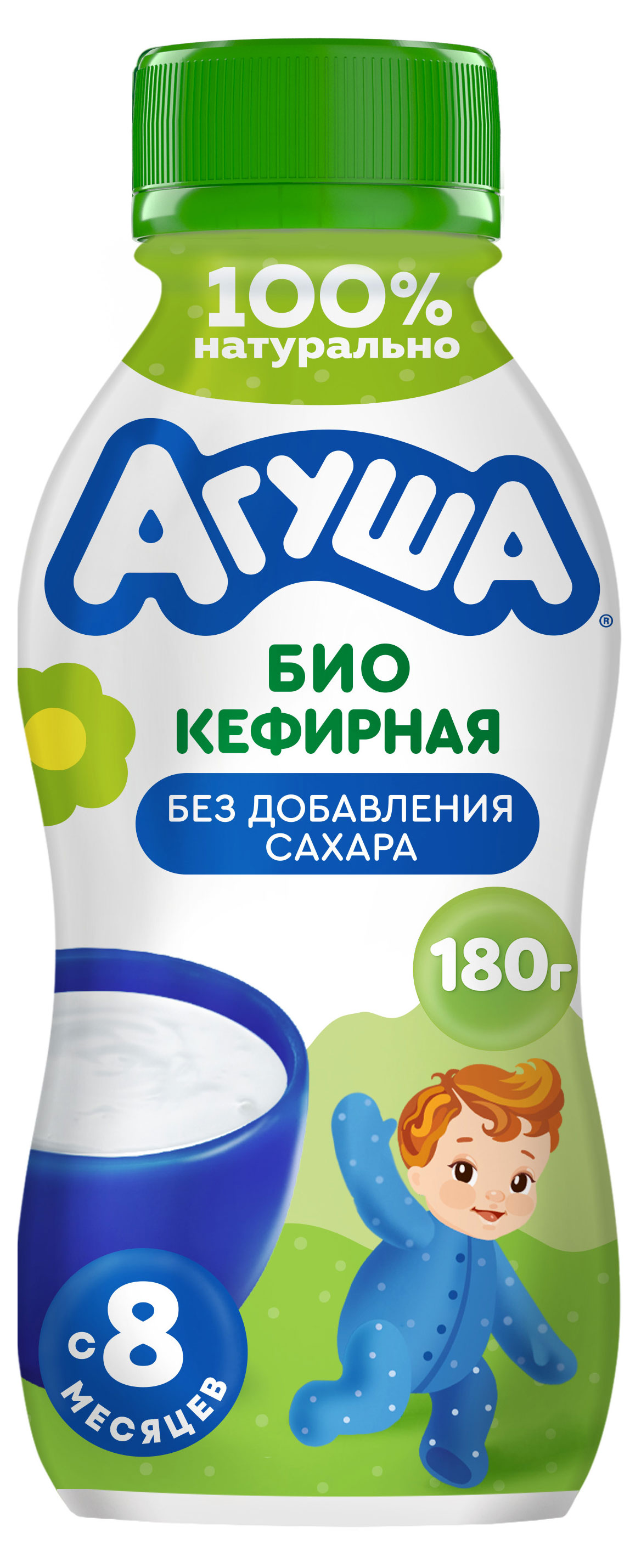 

Продукт биокефирный Агуша с пробиотиком без добавления сахара для детей 3,1% БЗМЖ с 8 мес, охлажденный, 180 г