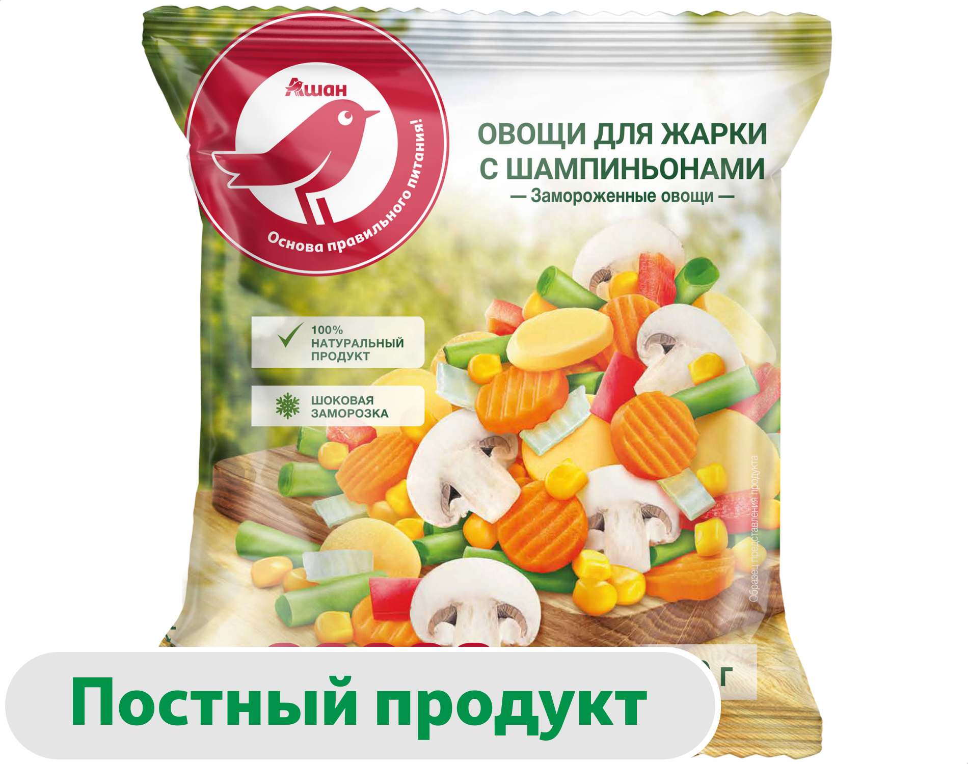

Овощная смесь АШАН Красная птица Овощи для жарки с шампиньонами замороженная, 400 г