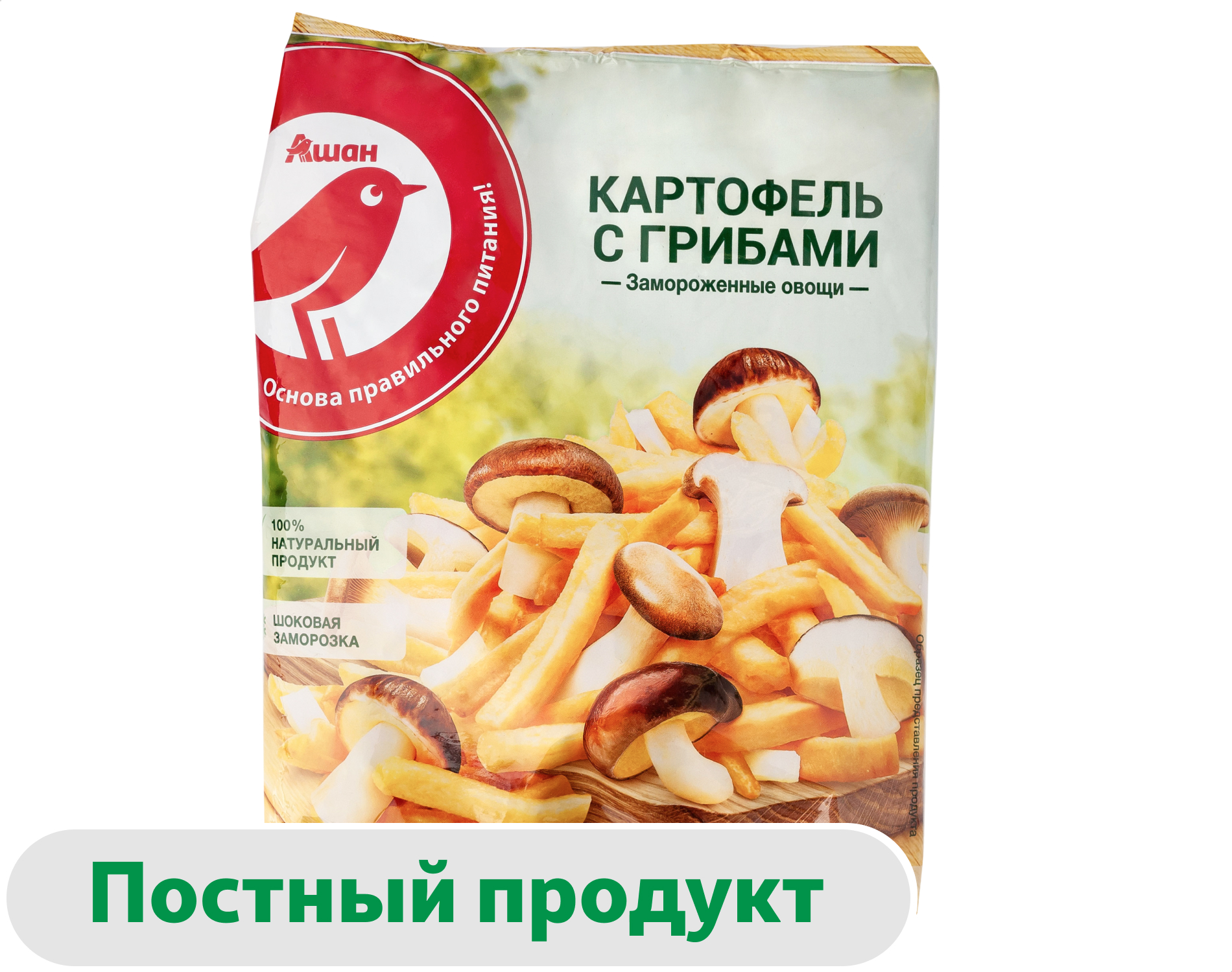 Изображение товара Овощная смесь АШАН Красная птица Картофель с грибами замороженная, 400 г