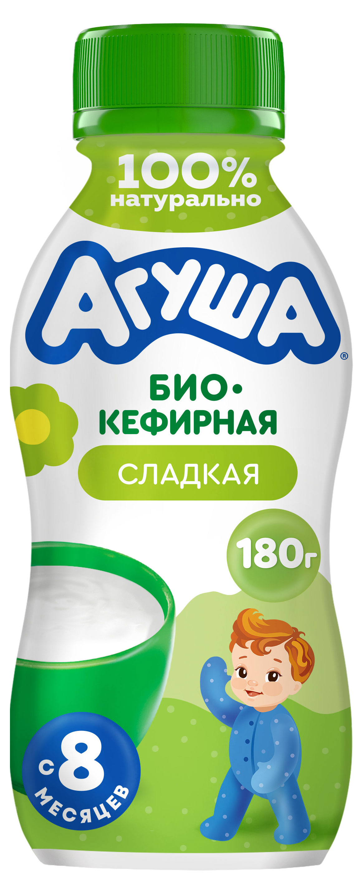 Изображение товара Продукт биокефирный «Агуша» Сладкий с пробиотиками для детей 2,9% БЗМЖ с 8 мес, охлажденный, 180 г