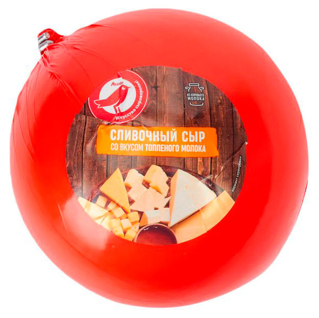 

Сыр полутвердый сливочный со вкусом топленого молока АШАН Красная птица БЗМЖ 45%, 1 шар ~1 кг