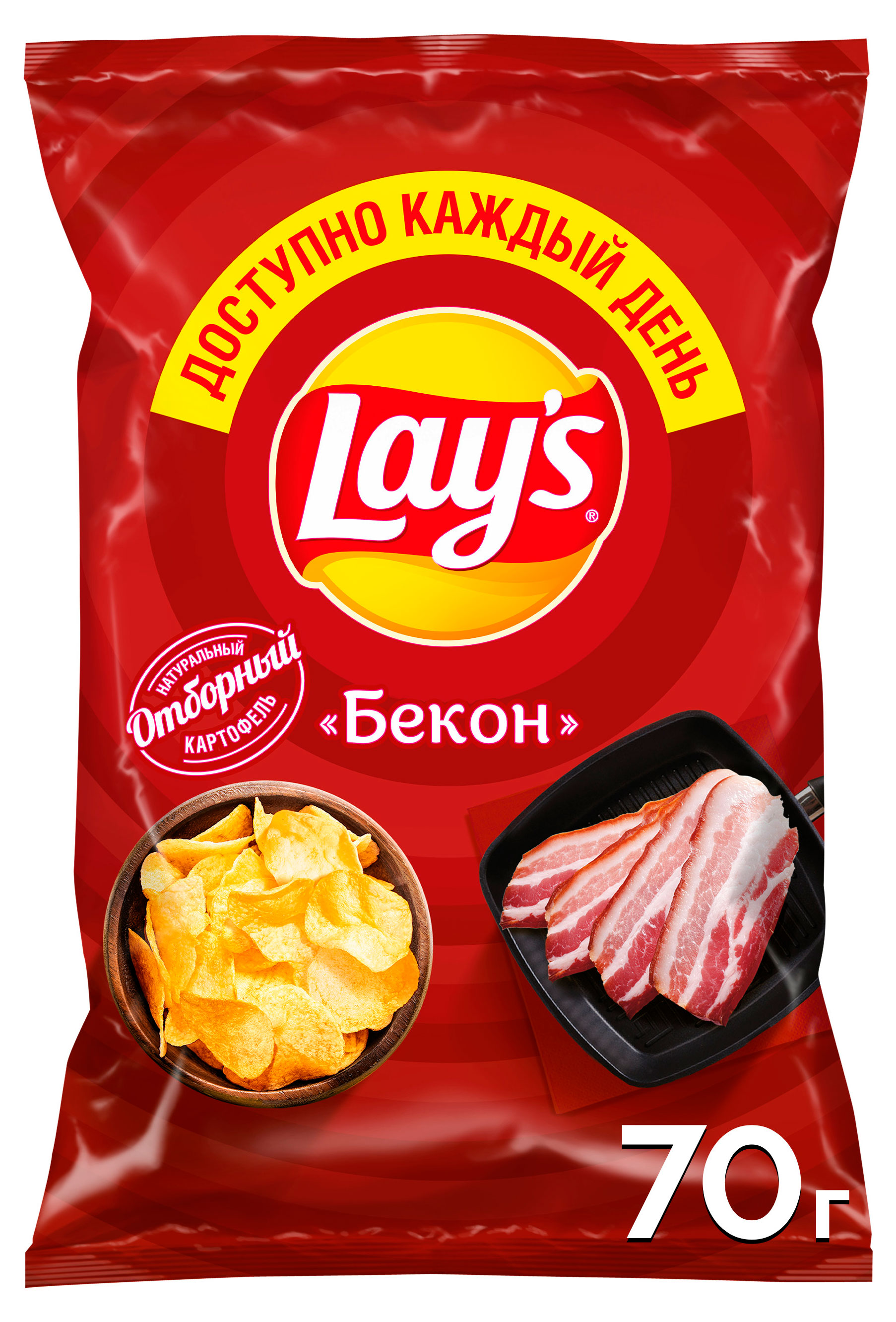 Изображение товара Чипсы Lay's со вкусом бекона, 70 г - вкусный перекус