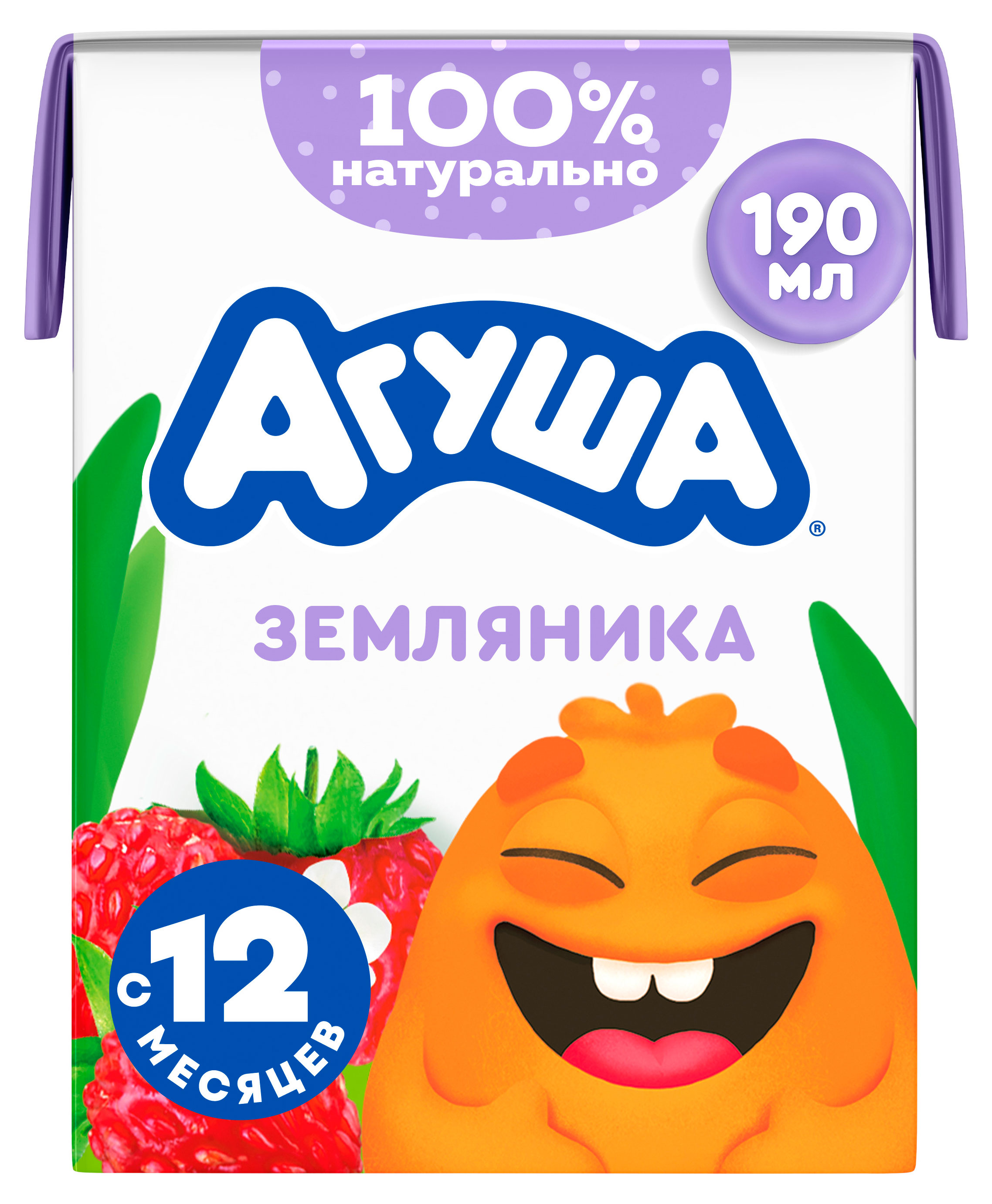 Изображение товара Коктейль молочный детский «Агуша» Земляника с ягодным соком 2% БЗМЖ с 12 мес, охлажденный, 190 мл
