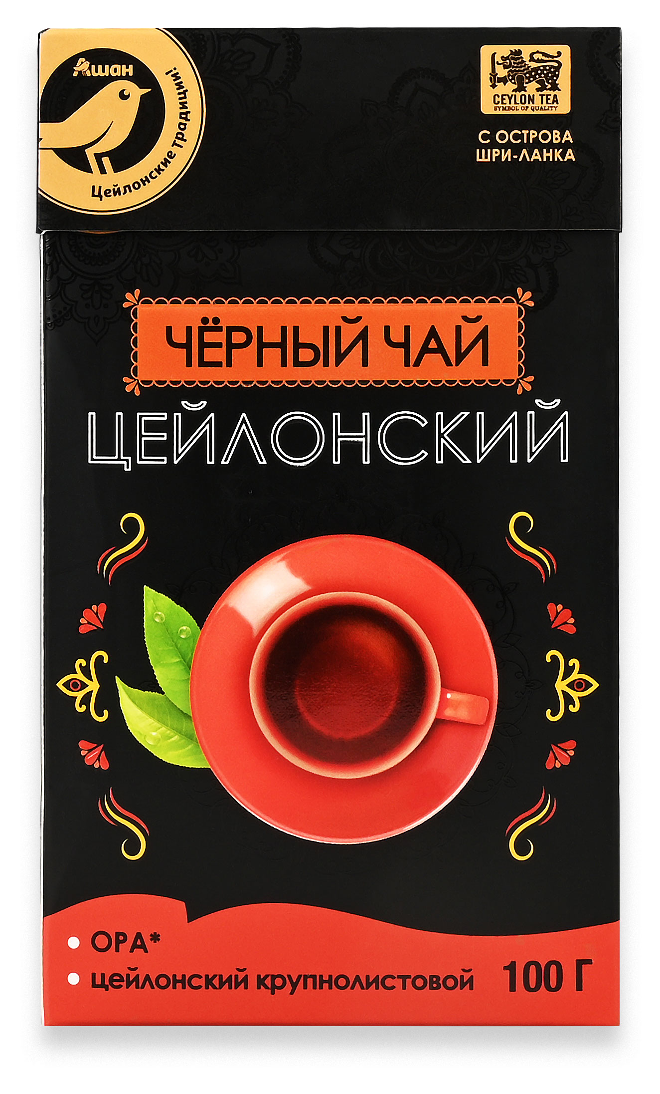 Изображение товара Чай черный АШАН Золотая птица Цейлонский Шри-Ланка, 100 г