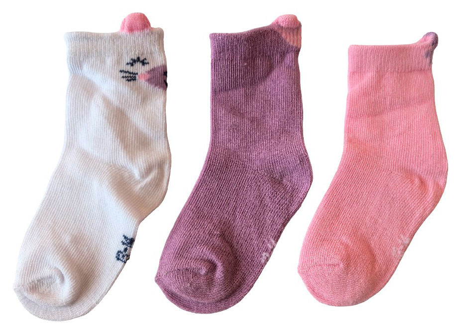 Изображение товара Носки детские InExtenso короткие розово-лилиловые 3 пары, р.12/13-13/14