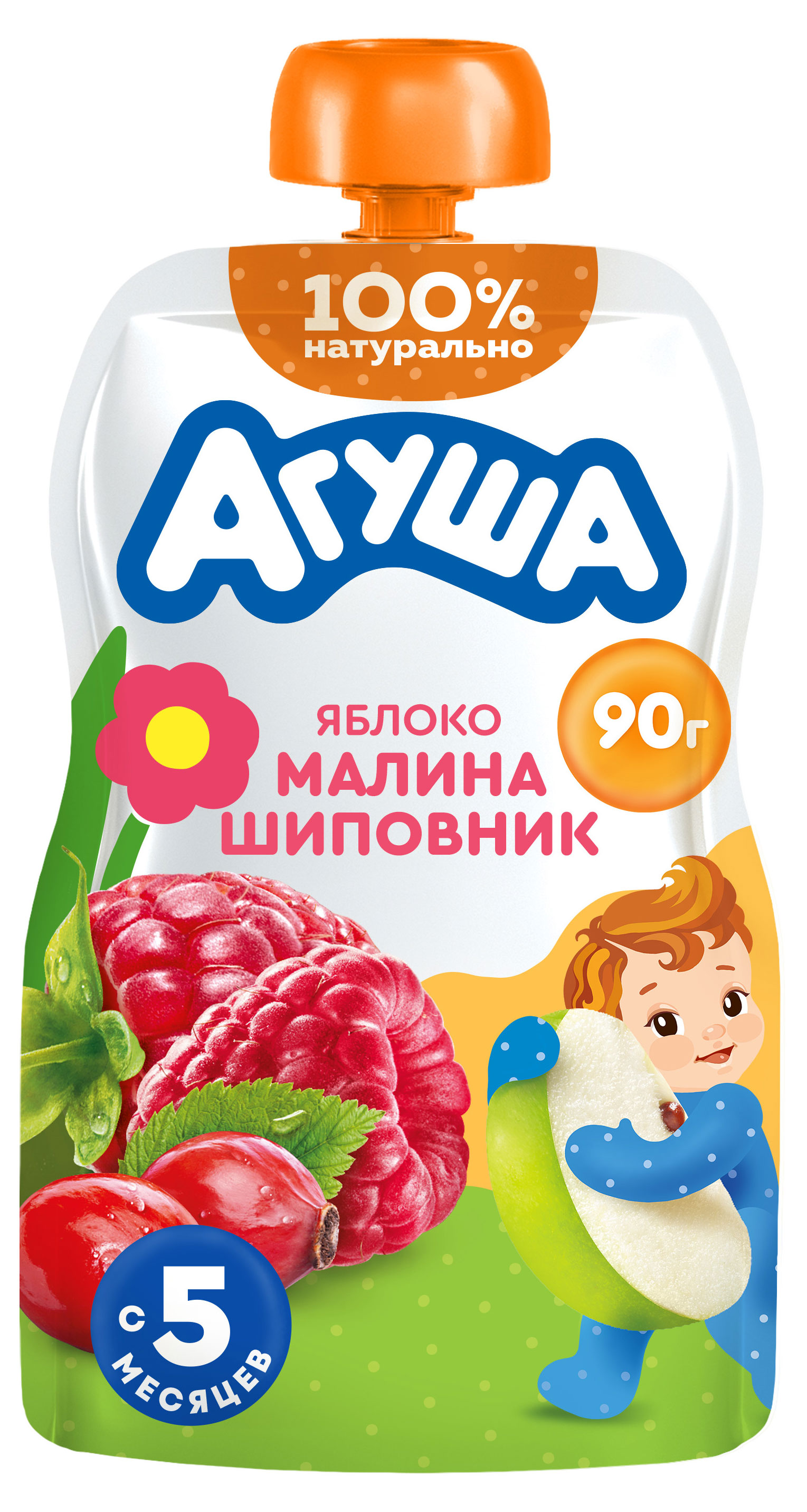 Изображение товара Пюре «Агуша» Яблоко малина шиповник с 5 мес., 90 г