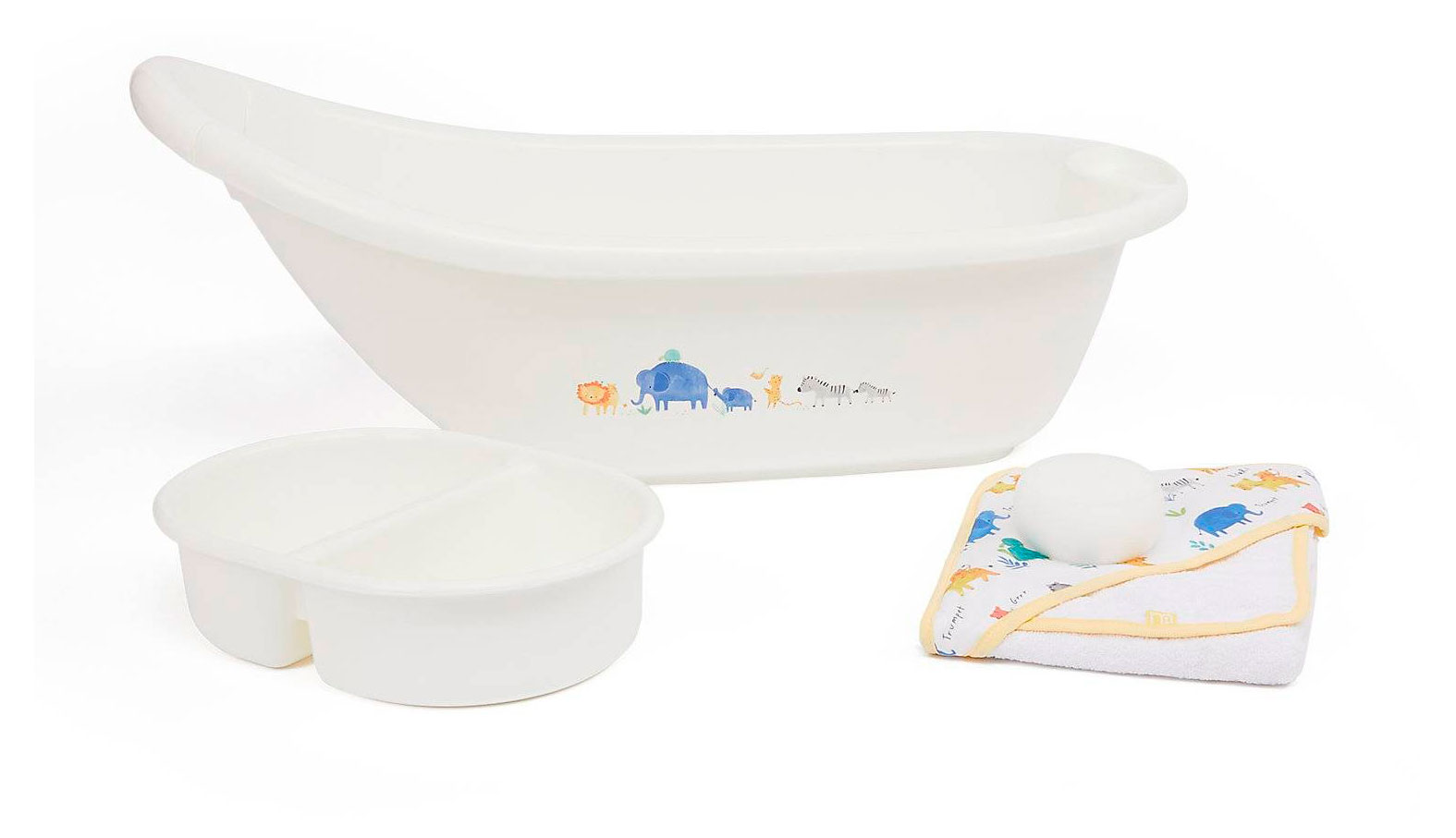 Изображение товара Набор Mothercare для купания 4 предмета: ванна, детская ванночка, полотенце и спонж