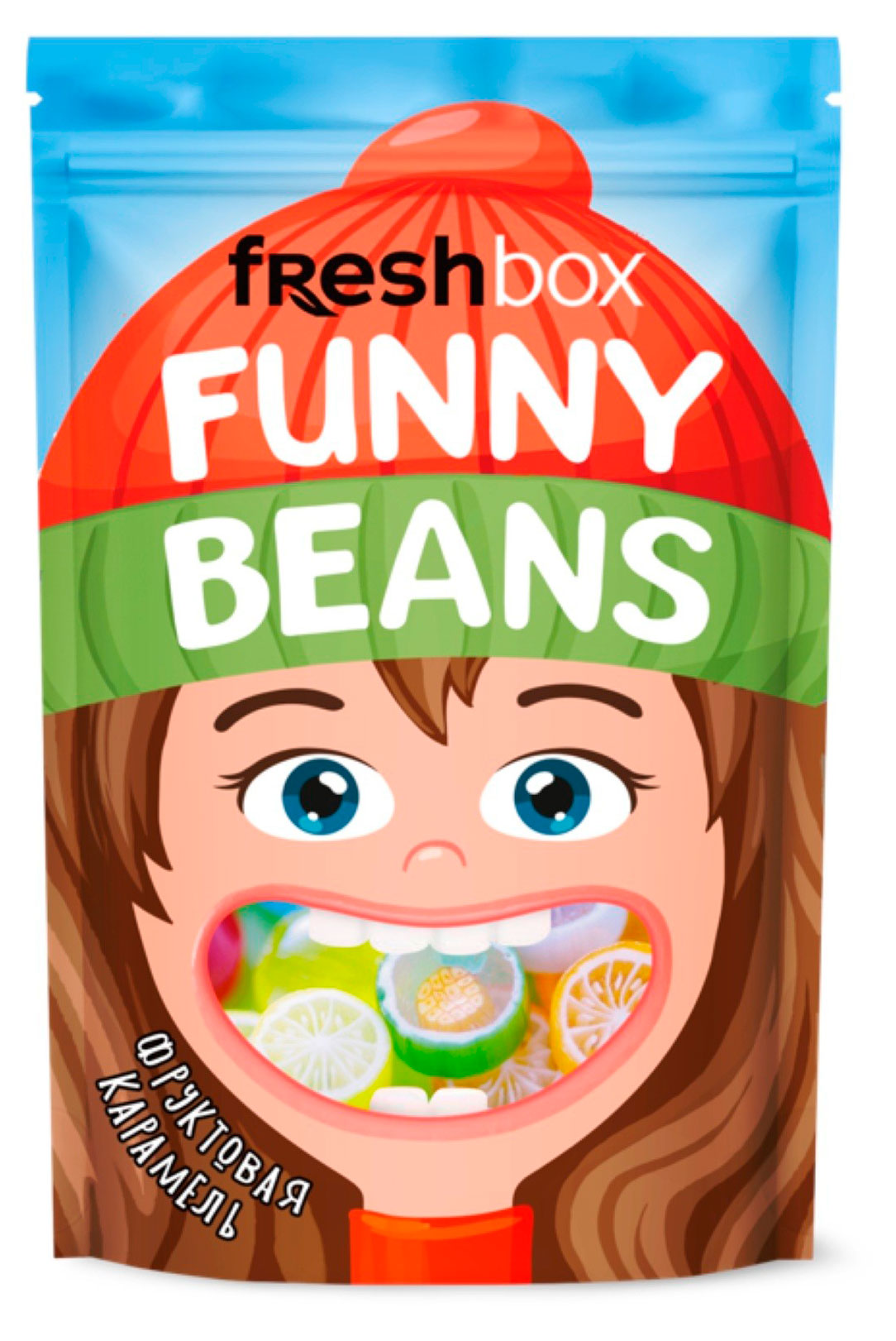 Изображение товара Карамель Freshbox Funny Beans фруктовое ассорти, 30 г