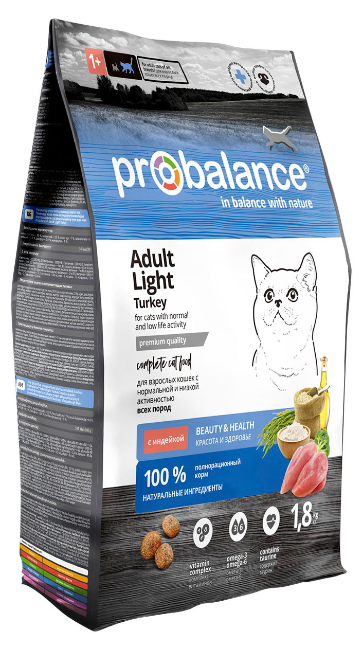 

Корм сухой для кошек ProBalance с индейкой, 1,8 кг