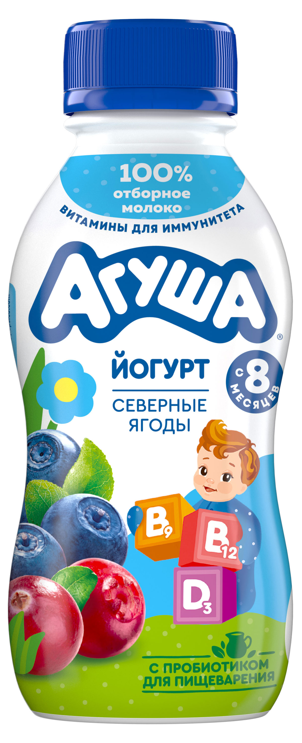 Изображение товара Детский питьевой йогурт Агуша Северные ягоды 180 г от 8 месяцев