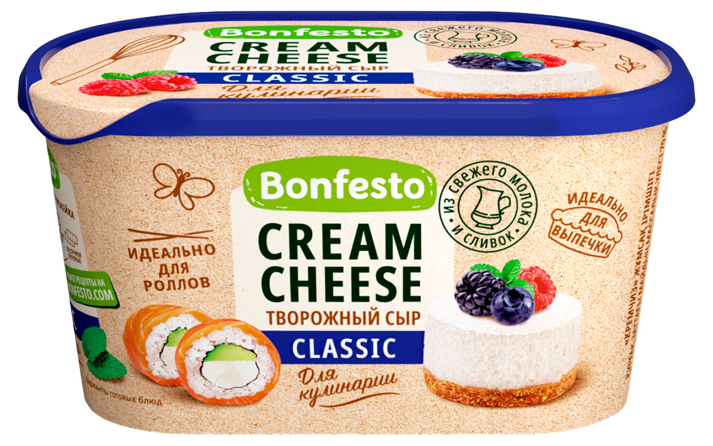 Изображение товара Сыр мягкий сливочный Кремчиз Cream Cheese Classic Bonfesto 70% БЗМЖ Беларусь, 400 г