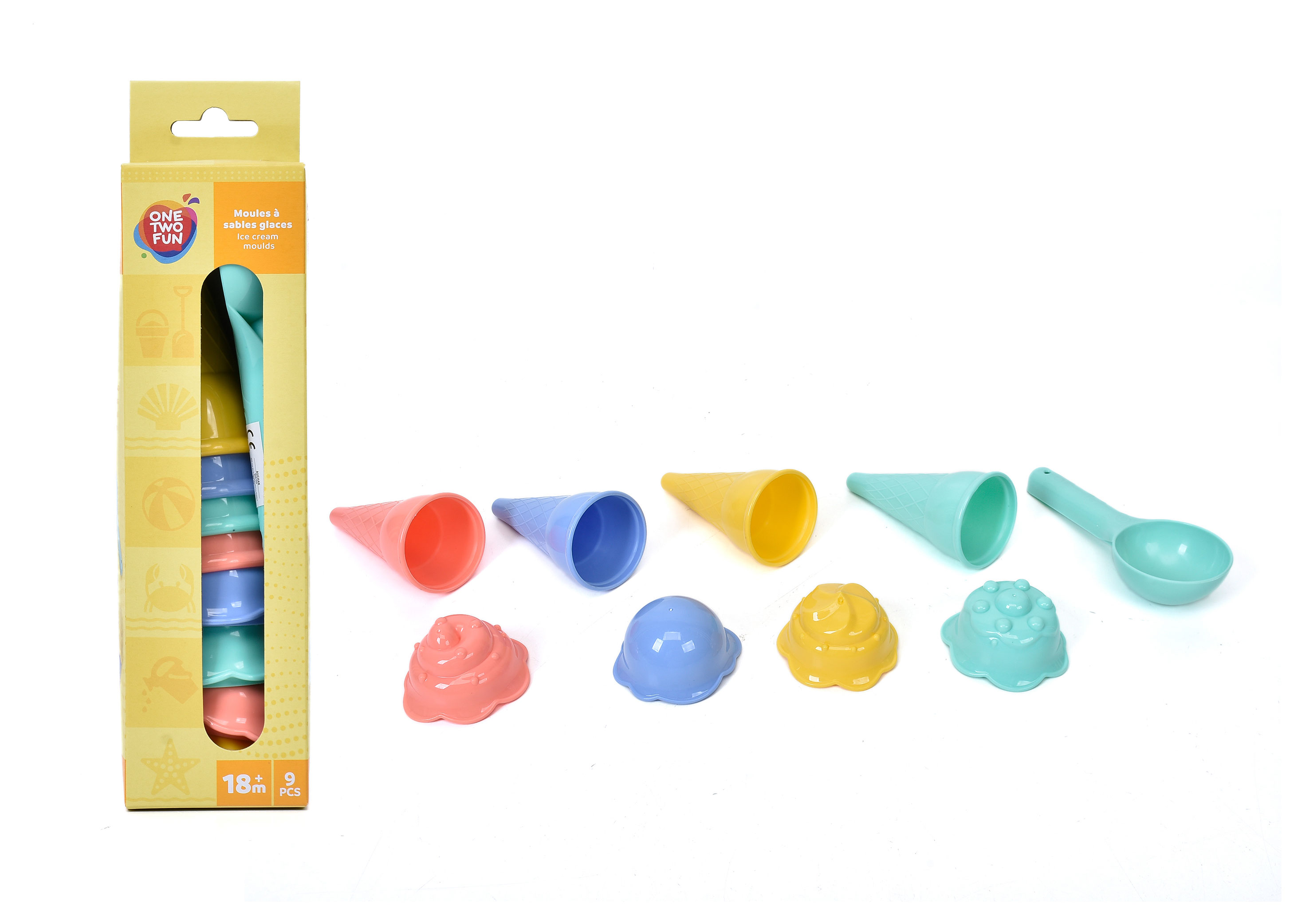

Набор для игры в песочнице ONE TWO FUN Мороженое, 9 предметов