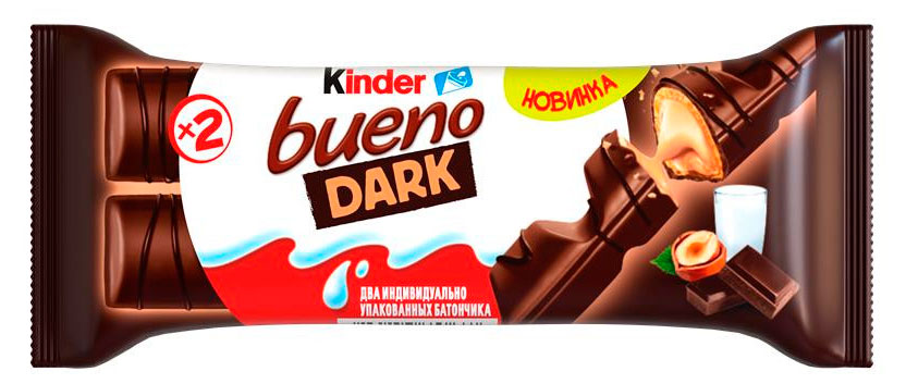 

Вафли Kinder Bueno покрытые тёмным шоколадом с молочно-ореховой начинкой Польша, 43 г